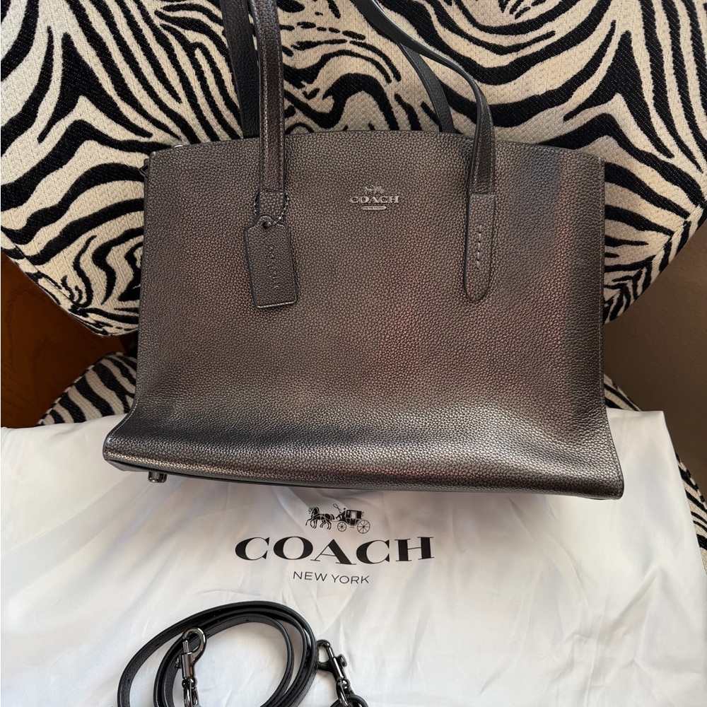 Coach Shimmering Pewter Tote Bag